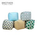 Modern Style Square Shape Patchwork Fabric Pouf Ottoman